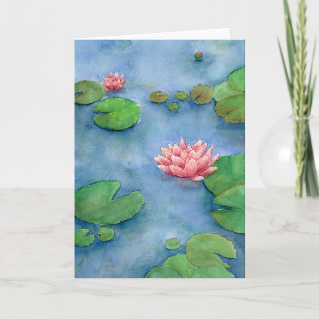 Lotus flower watercolor tack kort (Framsida)