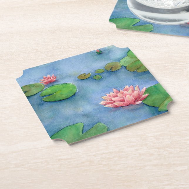 Lotus flower watercolor underlägg papper (Vinklad)