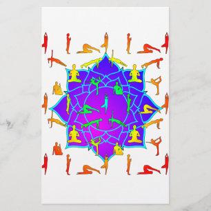 Lotus Flower with Yoga Poses Brevpapper