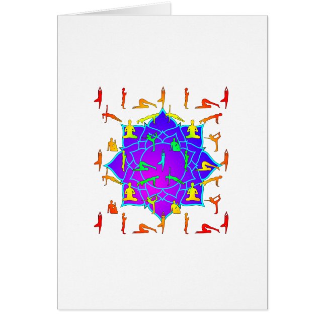 Lotus Flower with Yoga Poses Hälsningskort (Framsidan)
