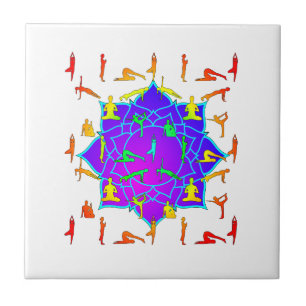 Lotus Flower with Yoga Poses Kakelplatta