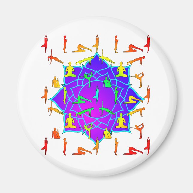 Lotus Flower with Yoga Poses Magnet (Framsidan)