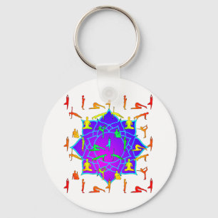 Lotus Flower with Yoga Poses Nyckelring