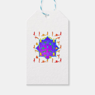 Lotus Flower with Yoga Poses Presentetikett