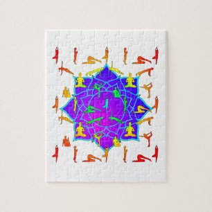 Lotus Flower with Yoga Poses Pussel