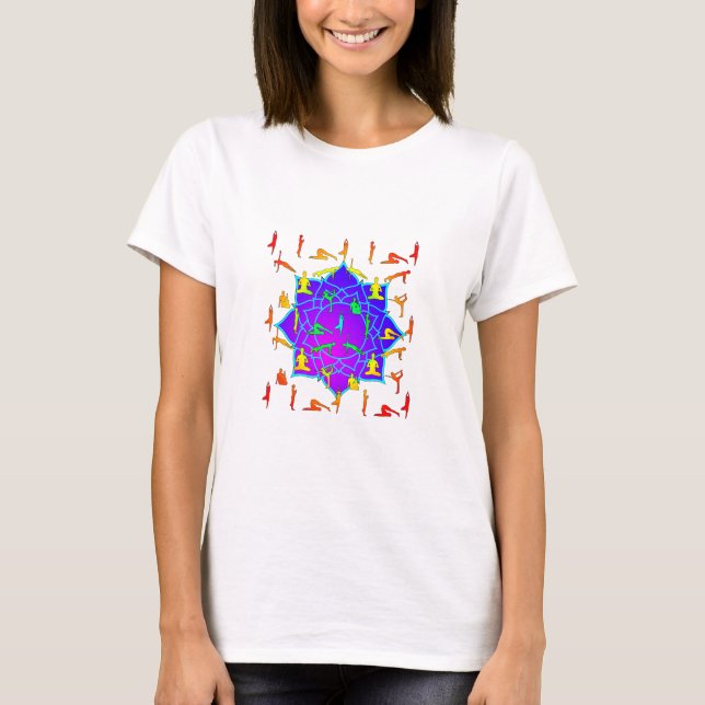 Lotus Flower with Yoga Poses T Shirt (Framsida)