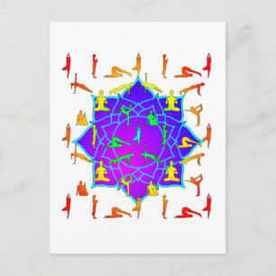 Lotus Flower with Yoga Poses Vykort