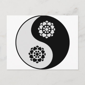 Lotus Flower Yin Yang Vykort
