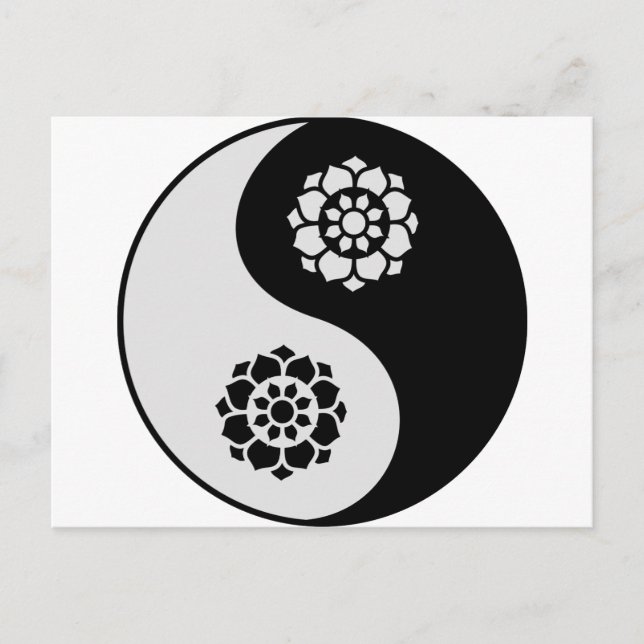 Lotus Flower Yin Yang Vykort (Framsida)