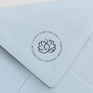 Lotus Flower Yoga Hälsa Spa Returadress Självfärgande Stämpel