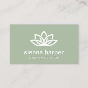 Lotus Flower Yoga Instructor Sage Grönt Visitkort