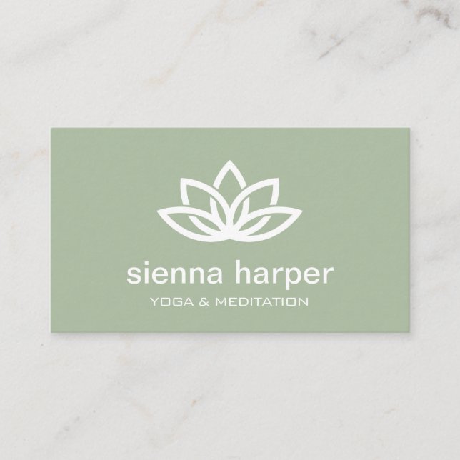 Lotus Flower Yoga Instructor Sage Grönt Visitkort (Framsida)