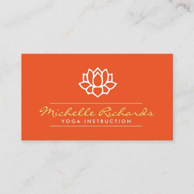 Lotus Flower Yoga Teacher, Life Coach Orange Visitkort (Framsida)