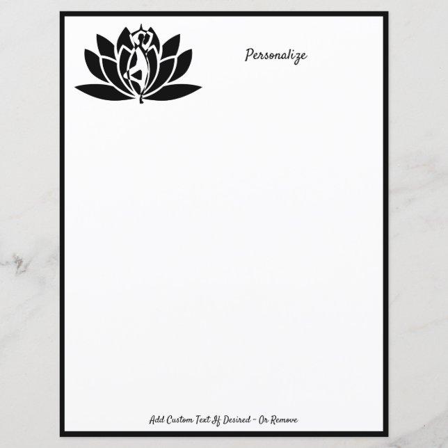 Lotus Flower Zen Yoga Black & White Personalize (Framsida)