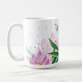 Lotus Flowers Bloom Lilac Violet Watercolor Kaffemugg