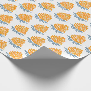 Lotus FLowers Blue Orange Helgdag Gift Presentpapper