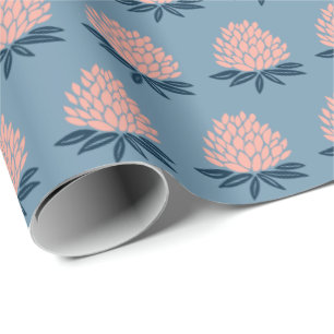 Lotus FLowers Blue Rosa Helgdag Gift Presentpapper
