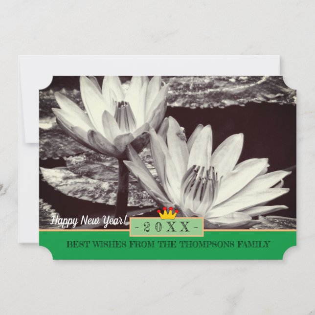 Lotus Flowers & Gott nytt år! Kort/Asien Julkort (Framsida)