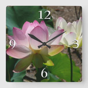 Lotus Flowers I-par Fyrkantig Klocka