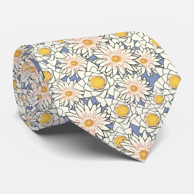 Lotus Flowers Neck Tie Necktie Slips (Rullad)