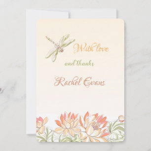 Lotus Flowers och Dragonfly - tack och kort
