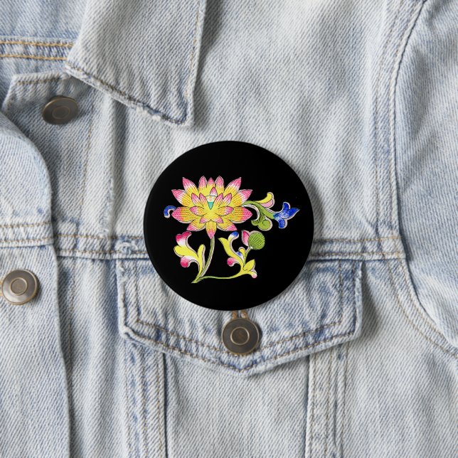 Lotus Flowers och Vine Knapp (In Situ)