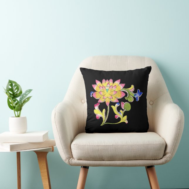 Lotus Flowers och Vine Kudde (Stol)