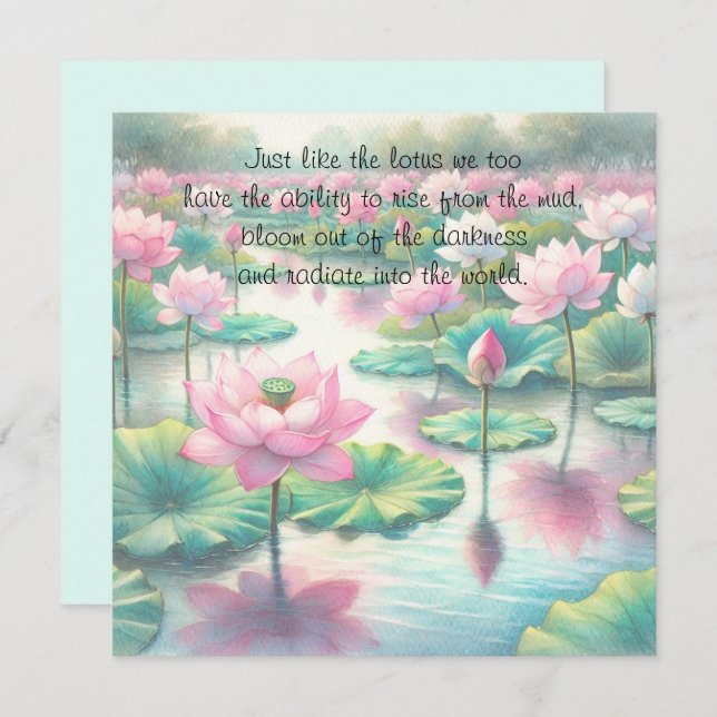 Lotus Flowers & Quote Anteckningskort (Fram/baksida)