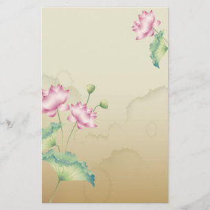 Lotus Flowers Stationary Brevpapper