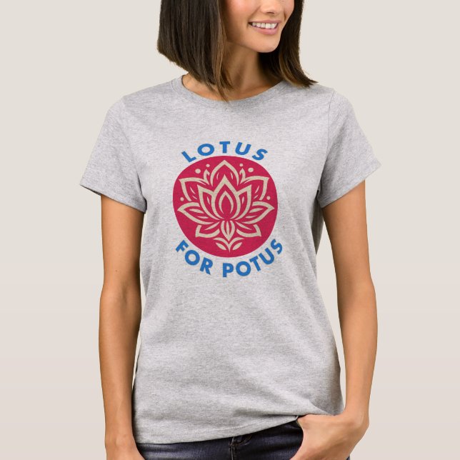 Lotus for Potus Kamala Harris for President Blommi T Shirt (Framsida)