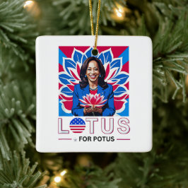Lotus for Potus Kamala Harris President Kampanj Julgransprydnad Keramik