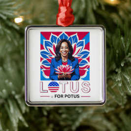 Lotus for Potus Kamala Harris President Kampanj Julgransprydnad Metall