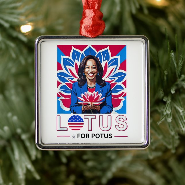Lotus for Potus Kamala Harris President Kampanj Julgransprydnad Metall (Träd)