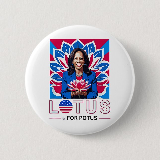 Lotus for Potus Kamala Harris President Kampanj Knapp (Framsida)