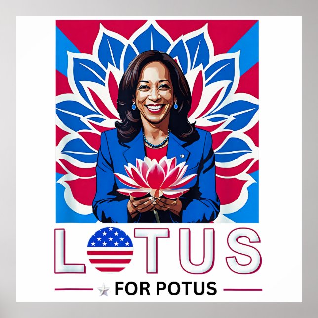 Lotus for Potus Kamala Harris President Kampanj Poster (Framsidan)