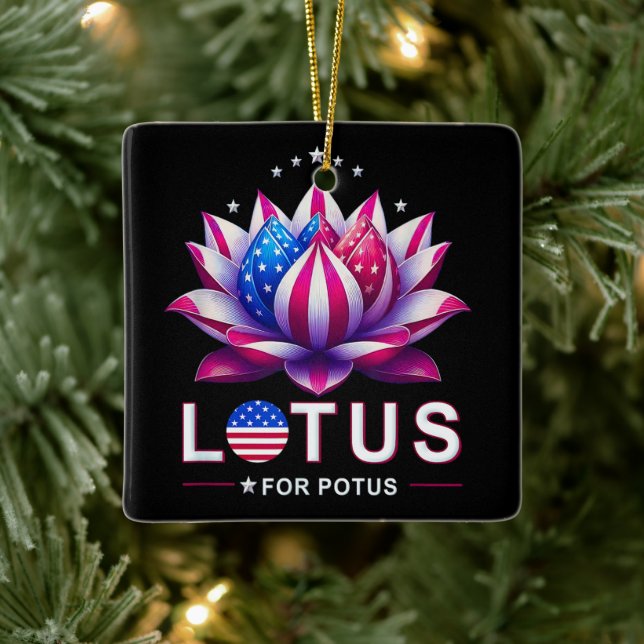 Lotus for Potus Kamala Harris Trendig Lotus Potus Julgransprydnad Keramik (Träd)