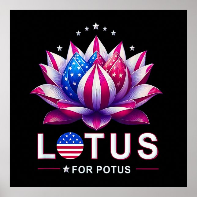 Lotus for Potus Kamala Harris Trendig Lotus Potus Poster (Framsidan)