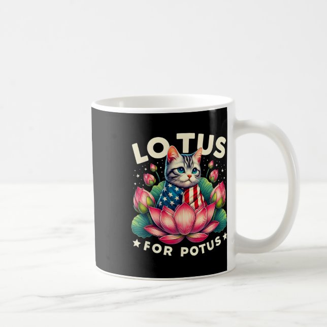 Lotus for Potus Kamala Harris Us Flagga Cat Lovers Kaffemugg (Höger)