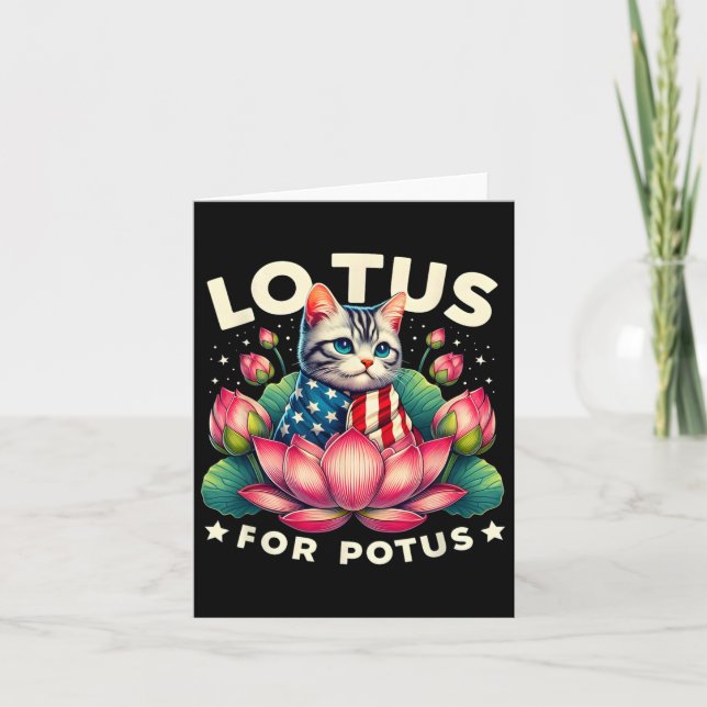 Lotus for Potus Kamala Harris Us Flagga Cat Lovers Kort (Framsida)