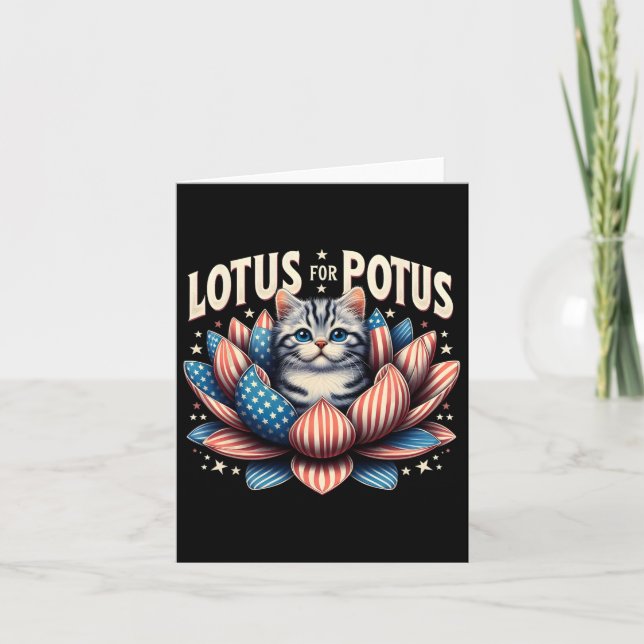 Lotus for Potus Us Flagga Cat Lovers Kamala Harris Kort (Framsida)