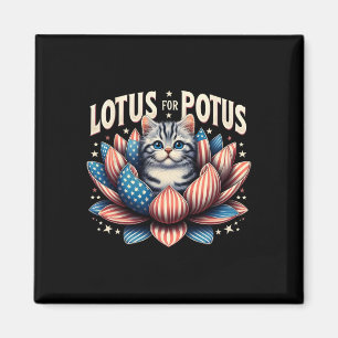 Lotus for Potus Us Flagga Cat Lovers Kamala Harris Magnet