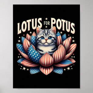 Lotus for Potus Us Flagga Cat Lovers Kamala Harris Poster