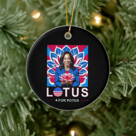 Lotus For Potus USA Valection Kamala Harris 2024 Julgransprydnad Keramik