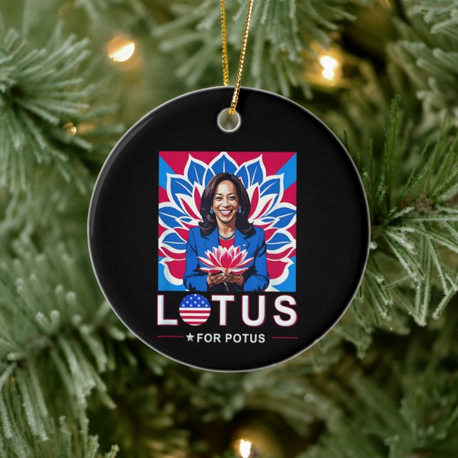Lotus For Potus USA Valection Kamala Harris 2024 Julgransprydnad Keramik (Träd)