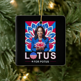 Lotus For Potus USA Valection Kamala Harris 2024 Julgransprydnad Keramik