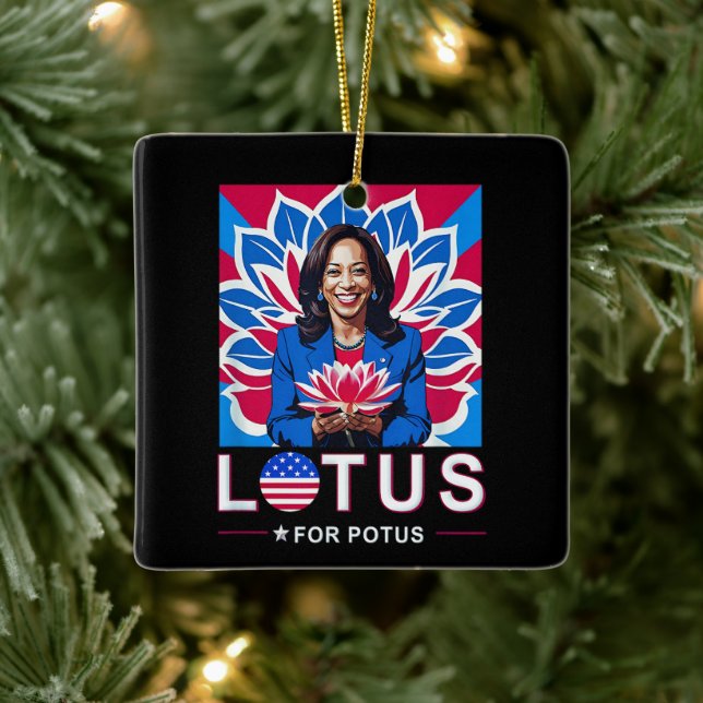 Lotus For Potus USA Valection Kamala Harris 2024 Julgransprydnad Keramik (Träd)