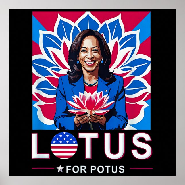 Lotus For Potus USA Valection Kamala Harris 2024 Poster (Framsidan)