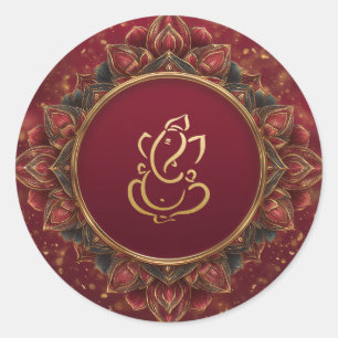 Lotus Ganesh Bröllop Indiskt Bröllop Runt Klistermärke