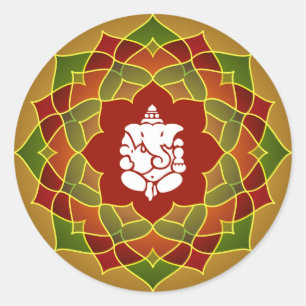 Lotus Ganesha Design Runt Klistermärke