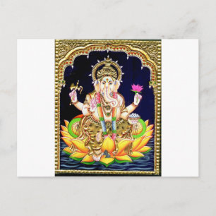 LOTUS GANESHA TANJORE PAINTING VYKORT